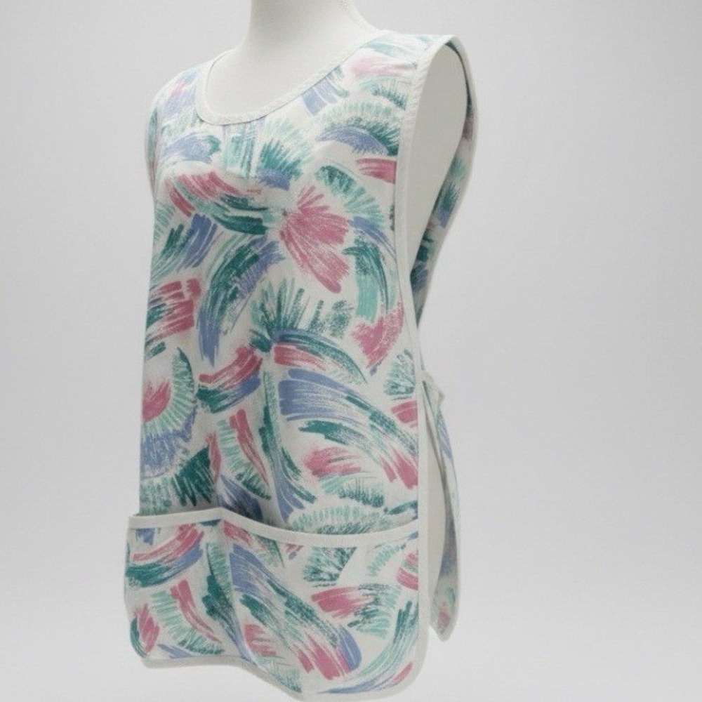 Fashion Seal Womens XL Abstract Brushstroke Apron Tunic Vest Pockets Made in USA - Picture 4 of 8